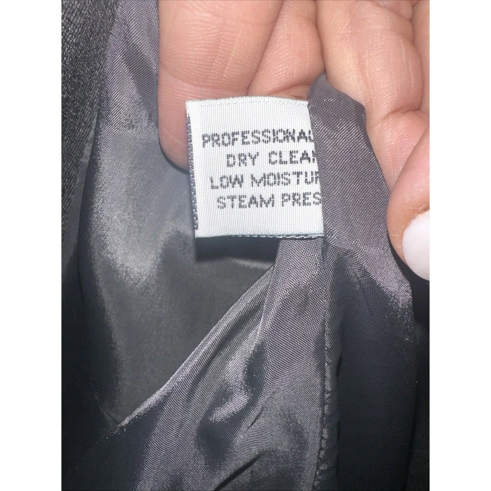 Vintage Christian Dior Gray Structured Power Shoulder Wool Blazer Jacket Sz 8